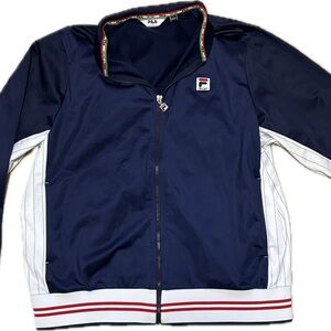 Vintage Fila Mens Track Blue and White Zip-Up Jacket sz Large